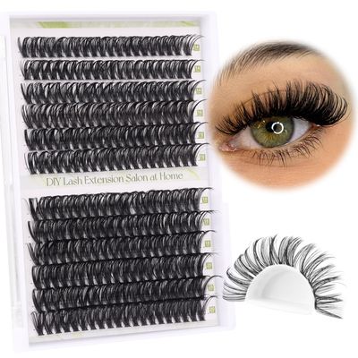 ALICE Lash Clusters DIY Lash Extensions 240PCS 14-20MM Individual Lashes Cluster Lashes Natural 40D D Curl Eyelash Extensions Faux Mink Individual Eyelashes
