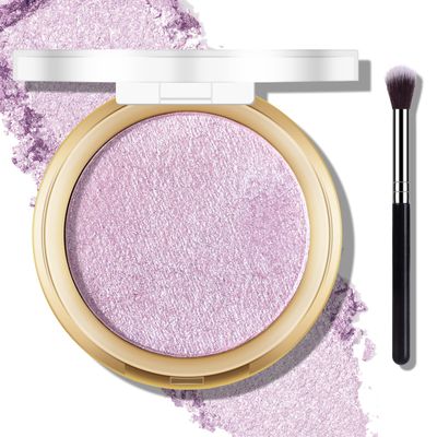 FREEORR Baked Purple Highlighter Powder Palette, Makeup Highlighter Powder Palette Sheer Shimmering Finish Face Highlighters Makeup Iluminadores de Maquillaje #04 Twilight Purple