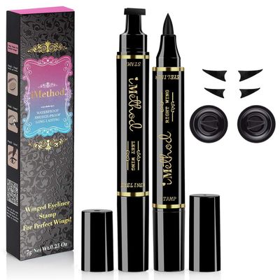 iMethod Eyeliner Stamp 2 Pens Winged Eyeliner Stamp, Perfect Wing Cat Eye Stamp, Long Lasting Liquid Eye Liner, Waterproof &amp; Smudgeproof Makeup