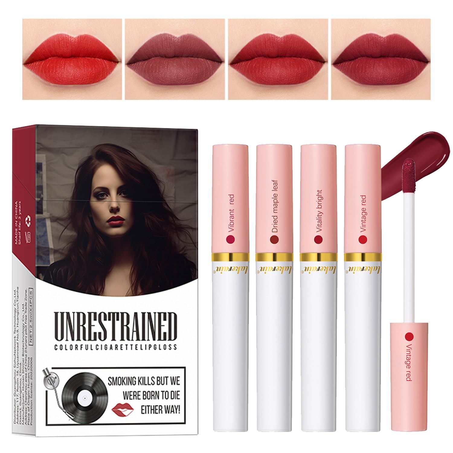 4 Colors Matte Lipstick SetLip Tint Stain Tube Liquid LipstickWaterproof Labiales MateWaterproof Lip Tint StainLip Stains Last All Day Long(SET3)