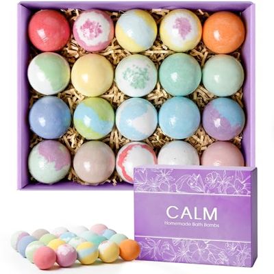 CalmNFiz 20PCS Bath Bombs for Women Presents Set Natural Wonderful Fizz Effect Bath Bomb with Shea Butter &amp; Essential Oils, Bubble Bath Amazing Presents for HerHim, Wife, Girlfriend, Mother