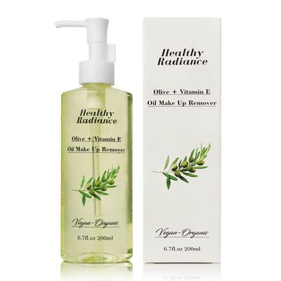 Healthy Radiance Make Up Remover|100% Vegan-Organic OliveVitamin E Pore Control Lightweight Oil Make Up Remover |Liquid Make Up Remover Unscented For All Skin Types| Cruelty Free | 6.7 Fl Oz. 200 ml