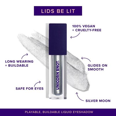 UNICORN SNOT Liquid Eyeshadow Makeup - Eyelighter - Buildable &amp; Playable Liquid Eye Shadow - Smooth Gliding Intense Color - Metallic Eyes &amp; Lip Glitter for Festivals, Pride, Cosplay - Silver (Bounce)