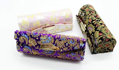 Comicfs Lipstick Case 3pcs Set Lipstick Case with Mirror, satin Silky Fabric with Gorgeous Design, Random Assorted Colors, Jewelry Box