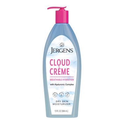 Jergens Cloud Creme Breathable Body Lotion, Fast-Absorbing Hydrating Moisturizer, Paraben-Free, with Hyaluronic Complex, Non-Greasy Application, 13 oz,White