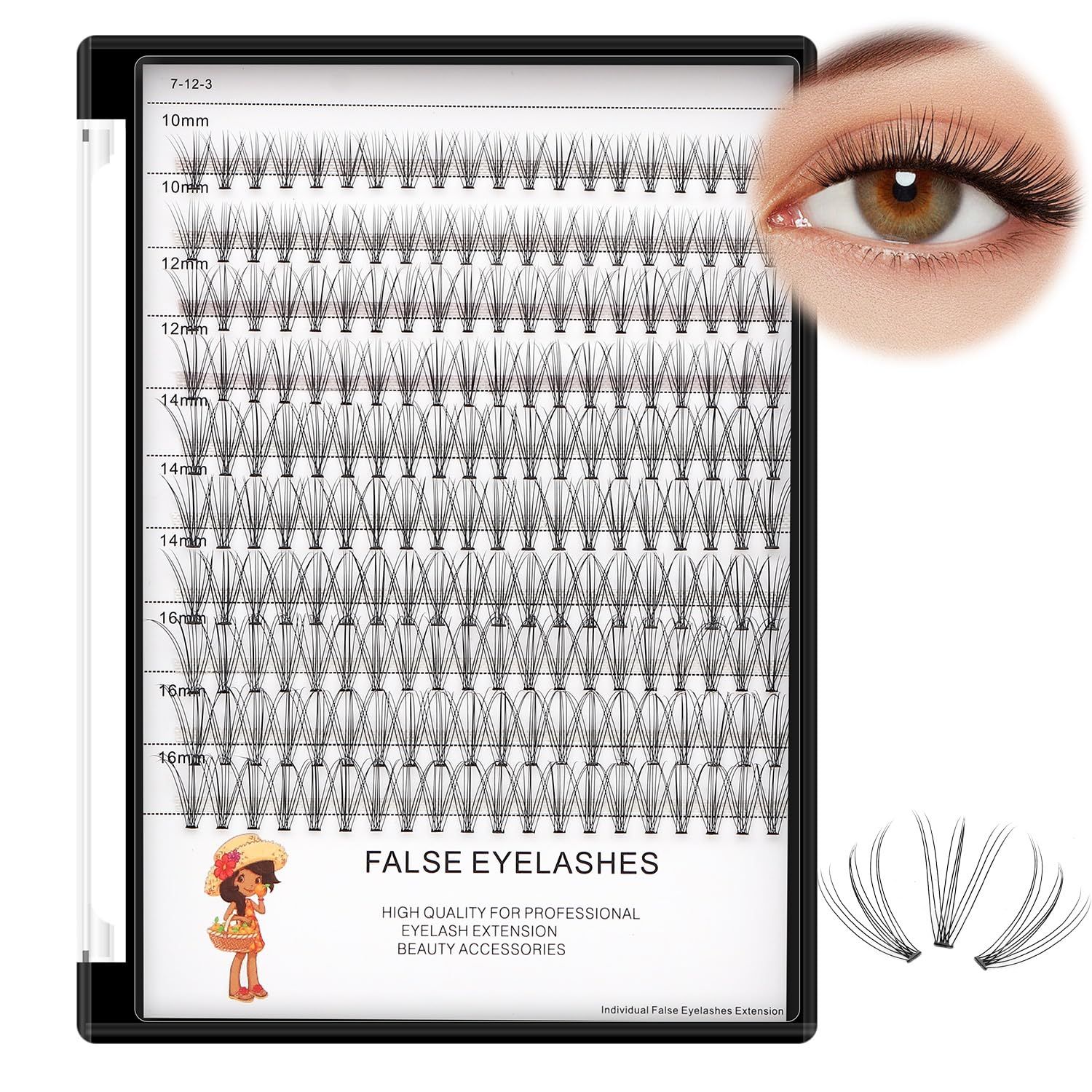 Bodermincer Large Box 200pcs 10D, 8-10-12-14mm Mixed Professional Makeup Individual Cluster Eye Lashes Grafting Fake False Eyelashes (10-12-14-16mm Mixed)