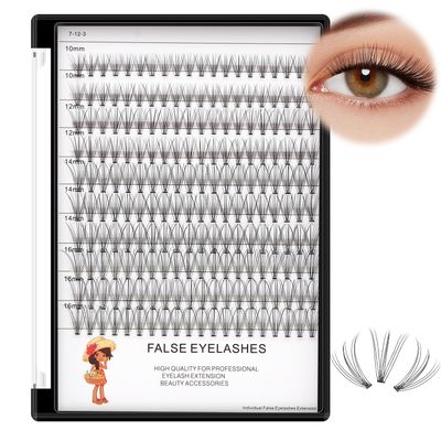 Bodermincer Large Box 200pcs 10D, 8-10-12-14mm Mixed Professional Makeup Individual Cluster Eye Lashes Grafting Fake False Eyelashes (10-12-14-16mm Mixed)