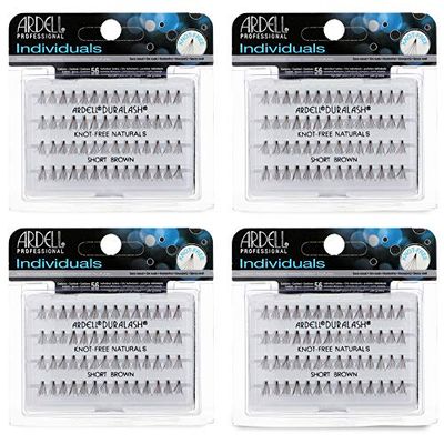 Ardell Individual False Eye Lashes - Short, Brown, Black, Natural Look DIY Lash Clusters, Easy Application for Eyelash Extension Effect, 4 Pack