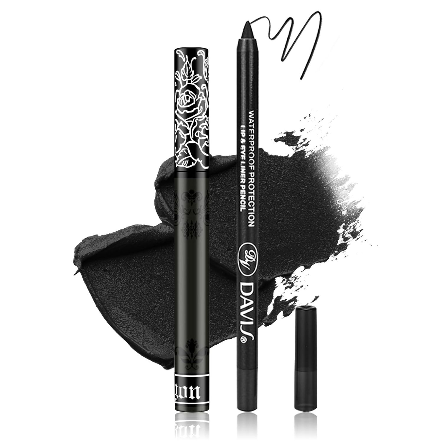NVLEPTAP Lip Color Set with Matte Black Lipstick, Lip Liner, Lip Gloss, and Lip Stain for Goth, Cosplay, Halloween Makeup
