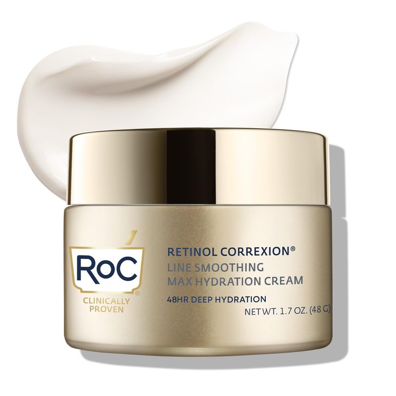 RoC Retinol Correxion Max Daily Hydration Anti-Aging Face Moisturizer with Hyaluronic Acid for Fine Lines, Dark Spots, Post-Acne Scars, Oil Free, Stocking Stuffers, 1.7 Ounces (Packaging May Vary)