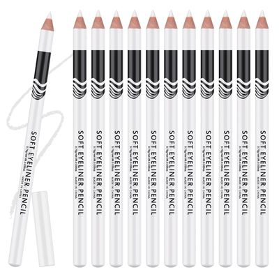 Ownest 12 Packs Professional Highlighter Eye Liner Pen, Soft Strokes Easy to Color Eyeshadow Pencil, Waterproof, Long lasting, White Eyeliner Pencil Makeup