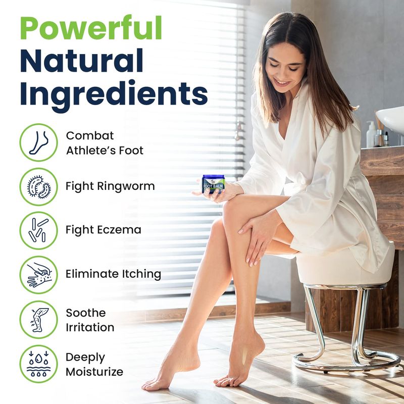 Tea Tree Oil Foot Balm Moisturizer For Dry Cracked Feet - Instantly Hydrates &amp; Soothes Irritated Skin &amp; Athletes Foot - Best Foot Care for Women and Men - Made in USA