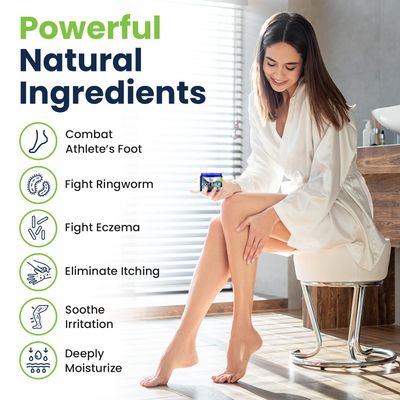 Tea Tree Oil Foot Balm Moisturizer For Dry Cracked Feet - Instantly Hydrates &amp; Soothes Irritated Skin &amp; Athletes Foot - Best Foot Care for Women and Men - Made in USA