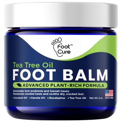 Tea Tree Oil Foot Balm Moisturizer For Dry Cracked Feet - Instantly Hydrates &amp; Soothes Irritated Skin &amp; Athletes Foot - Best Foot Care for Women and Men - Made in USA