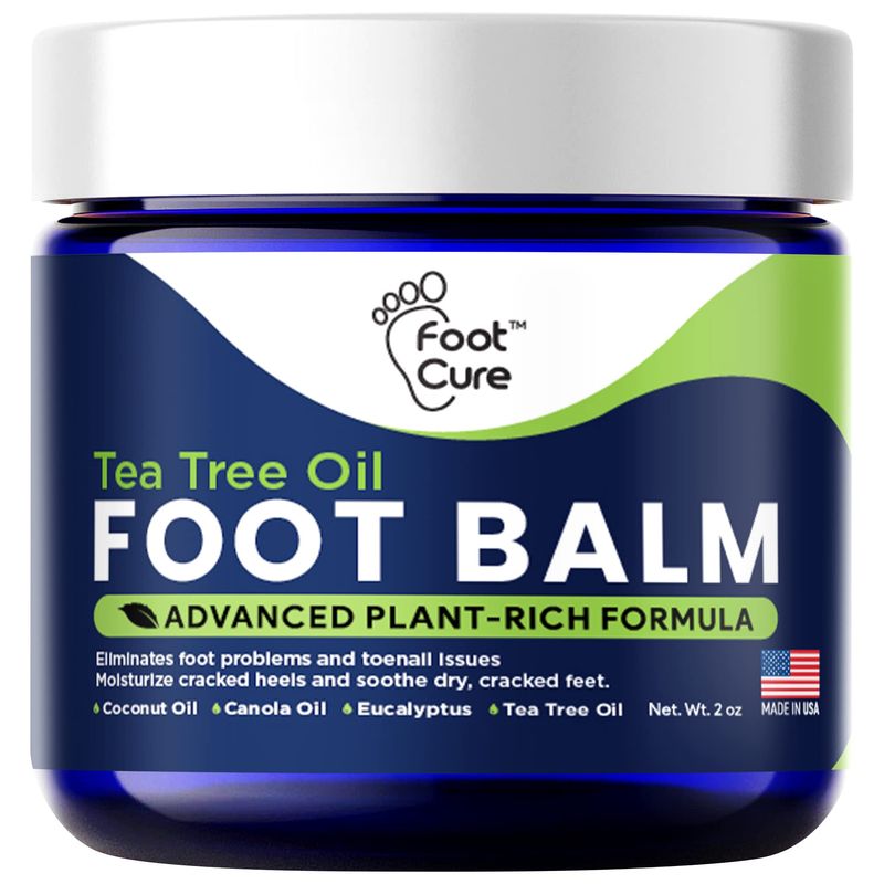 Tea Tree Oil Foot Balm Moisturizer For Dry Cracked Feet - Instantly Hydrates &amp; Soothes Irritated Skin &amp; Athletes Foot - Best Foot Care for Women and Men - Made in USA