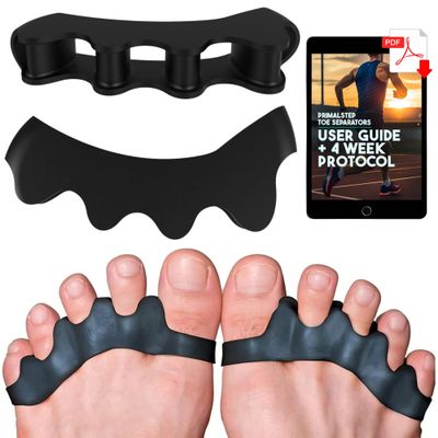 VYCE PrimalStep Toe Separators - Doctor Recommended - Correct Foot and Bunion Pain, Plantar Fasciitis - Toe Straightener to Improve Functional Athletic Mobility - Stretches to Fit (SM)