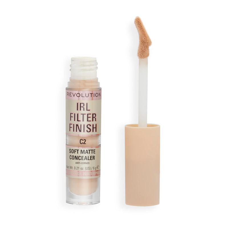 Revolution Beauty, IRL Filter Finish Concealer, Full Coverage, Oil Free, Long Lasting &amp; Lightweight Formula, Infused with Hyaluronic Acid, Vegan &amp; Cruelty Free, C2, 0.21 Oz