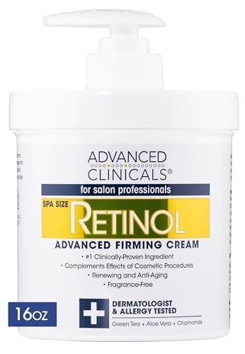 Advanced Clinicals Retinol Body Lotion Moisturizer Face Lotion &amp; Body Cream | Crepey Skin Care Treatment Targets Look Of Crepe Skin, Wrinkles, Sagging Skin, &amp; Sun Damaged Skin, 16 Oz