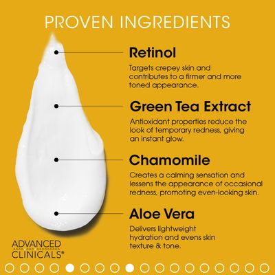 Advanced Clinicals Retinol Body Lotion Moisturizer Face Lotion &amp; Body Cream | Crepey Skin Care Treatment Targets Look Of Crepe Skin, Wrinkles, Sagging Skin, &amp; Sun Damaged Skin, 16 Oz