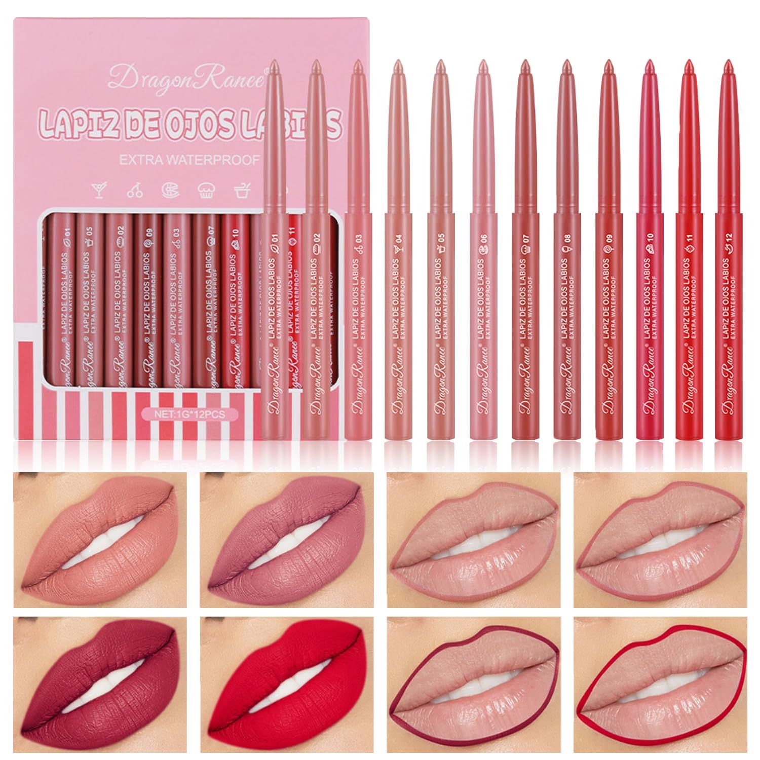 12 Colors Matte Lip LinerLipstick Set,One Step Lips Makeup Kit,Velvet Nude Collection Waterproof Long Wear Lip Gloss, Lip Liner for Women To Create The Perfect Matte Lip Look!