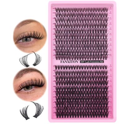 FANXITON Lash Clusters Wispy 30D40D Lashes Clusters 400pcs Eyelash Clusters D Curl Natural Cluster EyelashExtensions 9-16mm Mix Individual Lashes for Beginners