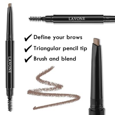 LAVONE Eyebrow Pencil - Makeup Waterproof Brow Pen with Triangular Tip, Dual-Sided Brow Brush, Precise, Fine Tip, Fills Eyebrows Creates Natural Looking Brow, with Hair Clips - Soft Brown