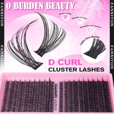 FANXITON Lash Clusters Wispy 30D40D Lashes Clusters 400pcs Eyelash Clusters D Curl Natural Cluster EyelashExtensions 9-16mm Mix Individual Lashes for Beginners
