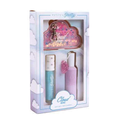 Petite &#39;N Pretty Cloud Mine Lip Gloss &amp; Rollerball Perfume Gift Set - Makeup for Kids, Tweens, Teens - Light Shimmer &amp; Sweet Scent, Made in the USA