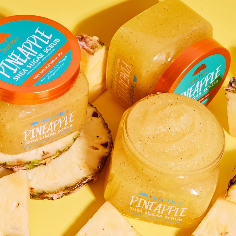 Tree Hut Pineapple Shea Sugar Scrub | Exfoliating Body Scrub Removes Dead, Dry Skin for a Soft &amp; Hydrated Feel | Nourishing Essential Body Care | 18 fl oz.