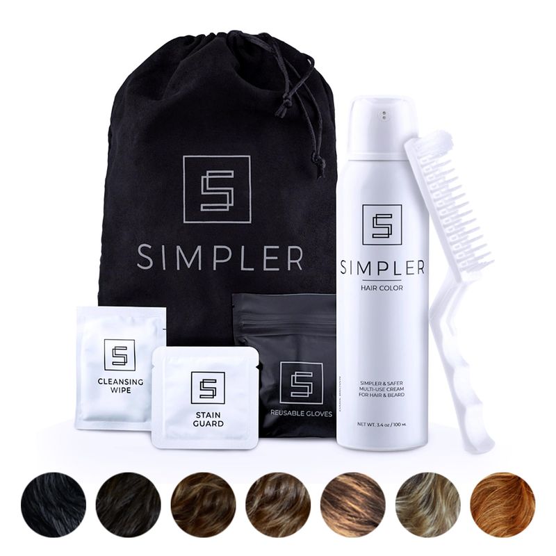 Simpler Hair Color for Men Color Kit for Full Gray Coverage - Natural Black Hair &amp; Beard Dye for Men - Easy Hair Color Kit for 100% Gray Hair Coverage - Jet Black Hair Dye