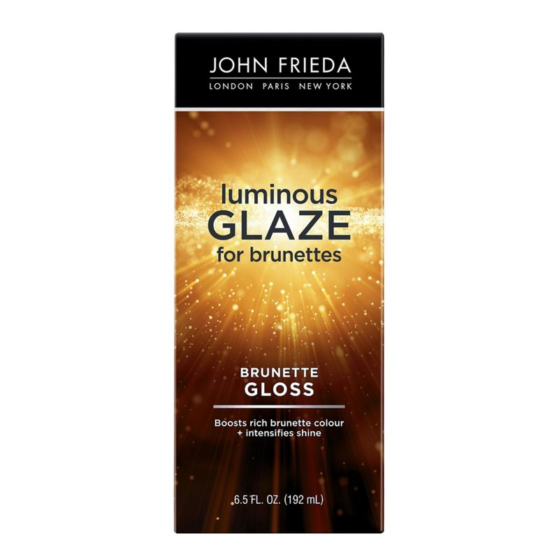 John Frieda Brilliant Brunette Luminous Glaze, Hair Gloss Enhances Rich Color and Boosts Shine for Silky Brunette Hair, Enhances While Mending Damaged Hair Surfaces, 6.5 Oz