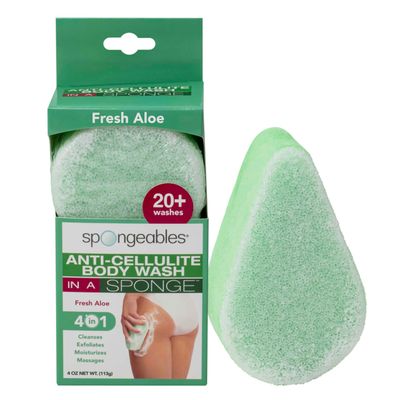 Spongeables Anti Cellulite Body Wash in a 20 Wash Sponge, Fresh Aloe, 1 Count