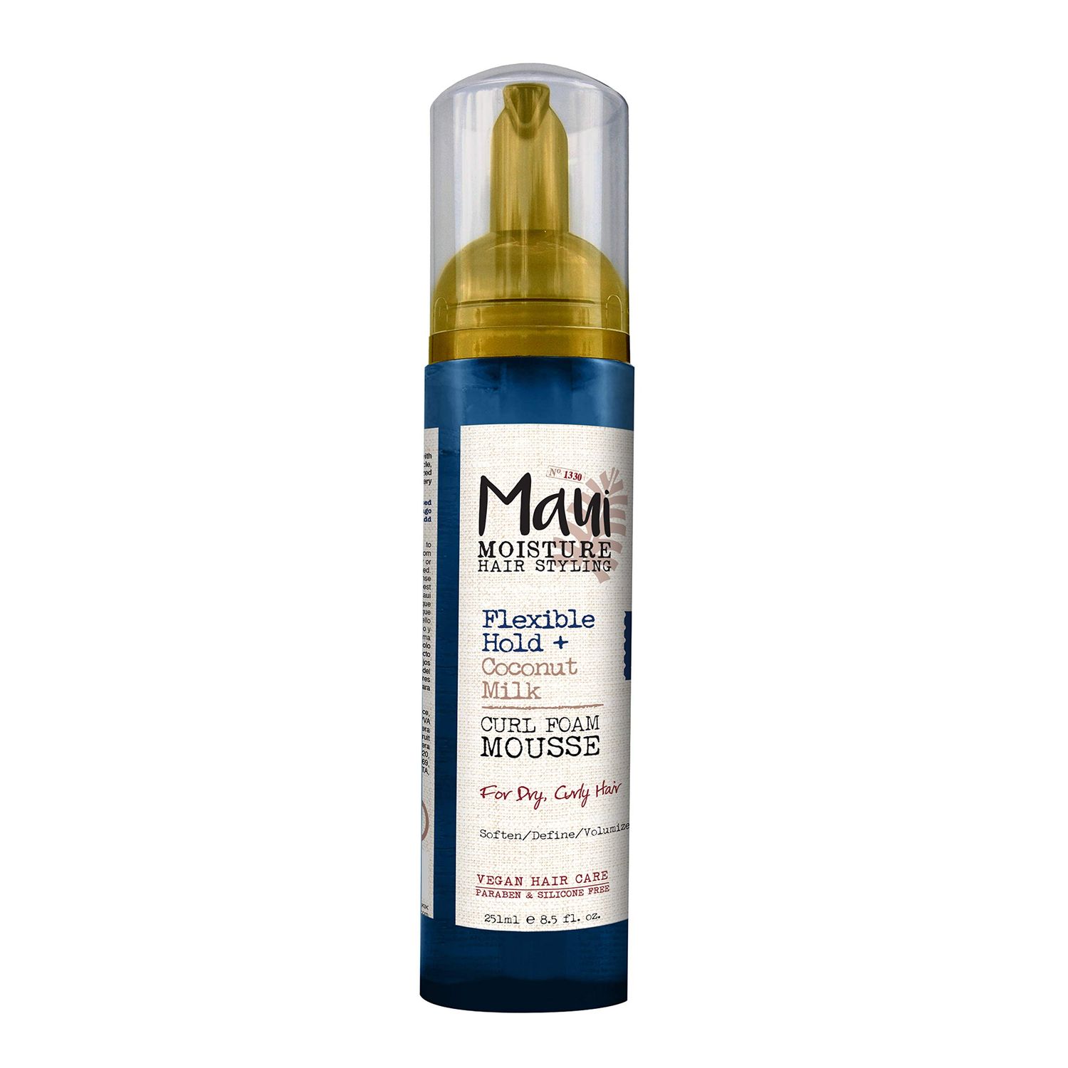Maui Moisture Flexible Hold  Coconut Milk Curl Foam Mousse, for Curly Hair Styling, No Drying Alcohols, Parabens or Silicone, 8.5oz