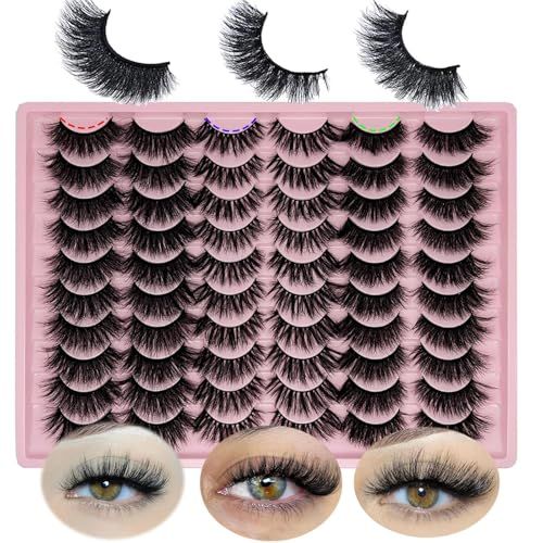 loladook False Eyelashes Bulk Wispy Strip Lashes Natural Look 3D Cat Eye Lashes Pack 18mm Long Volume C Curl Faux Mink Lashes Multipack (3 Styles)