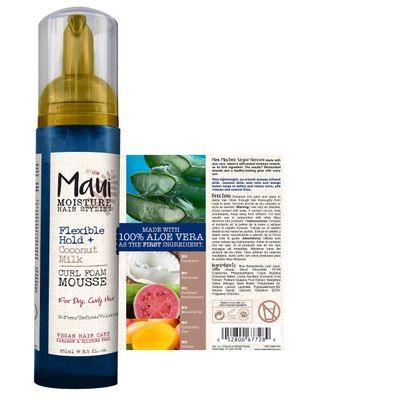 Maui Moisture Flexible Hold  Coconut Milk Curl Foam Mousse, for Curly Hair Styling, No Drying Alcohols, Parabens or Silicone, 8.5oz