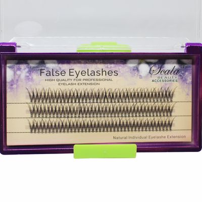 Scala 120Ppcs Fish Tail False Lashes 0.07 Thickness 20 Roots Hair C curl Eyelash Extension Strip False Eyelashes Makeup Individual Lashes (10mm)