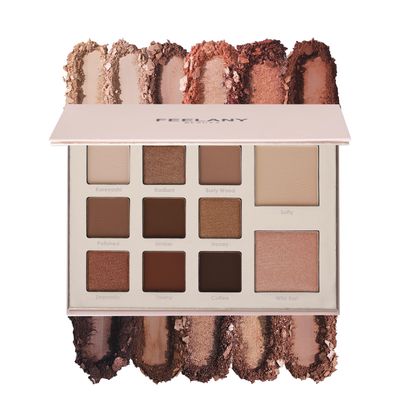 FEELANY PROFESSIONAL MAKEUP Long Lasting Waterproof Eyeshadow Palette 11 Ultra-pigmented Shimmer &amp; Matte Shades and Naked &amp; Brown Warm Neutral makeup palette with Mirror - Blendable Multi-Purpose