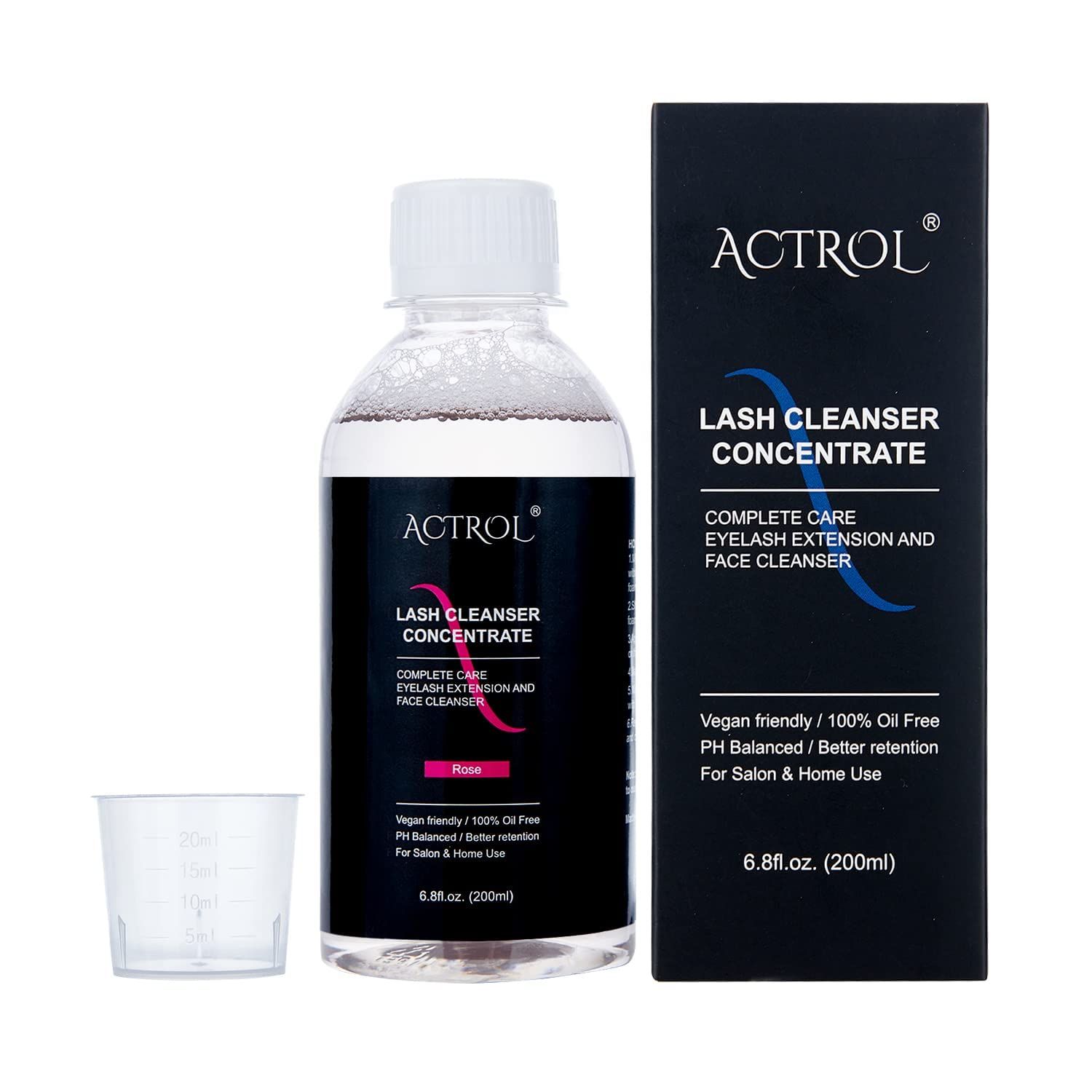 Eyelash Cleanser Concentrate 200ml Rose Professional Lash Shampoo Foaming Cleanser DIY Paraben &amp; Sulfate Free Non-lrritating Wash for Extensions Lashes with Salon Home Care-Makes 40 Bottles