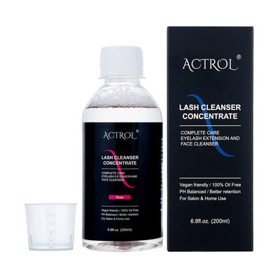 Eyelash Cleanser Concentrate 200ml Rose Professional Lash Shampoo Foaming Cleanser DIY Paraben &amp; Sulfate Free Non-lrritating Wash for Extensions Lashes with Salon Home Care-Makes 40 Bottles
