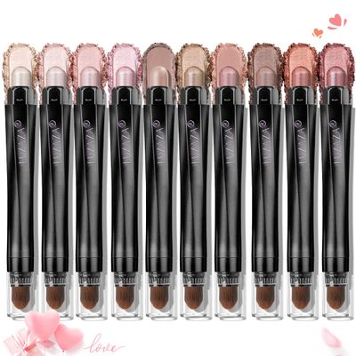 LUXAZA 10PCS Eyeshadow Stick,Shimmer And Neutral Champagne Pink Metallic Eye Shadow sticks,Cream Eyeshadow Pencil Crayon with Smudge-proof &amp; Waterproof,Eye Brightener Stick