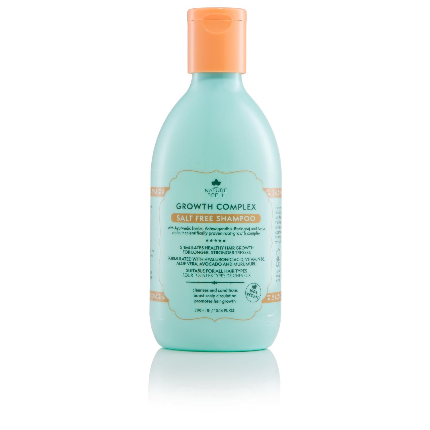 Nature Spell Hair Shampoo for Hair Growth, Infused with Ayurvedic Herbs, Vegan &amp; Sulphate-Free, Suitable for All Hair Types, 10.14 Fl Oz