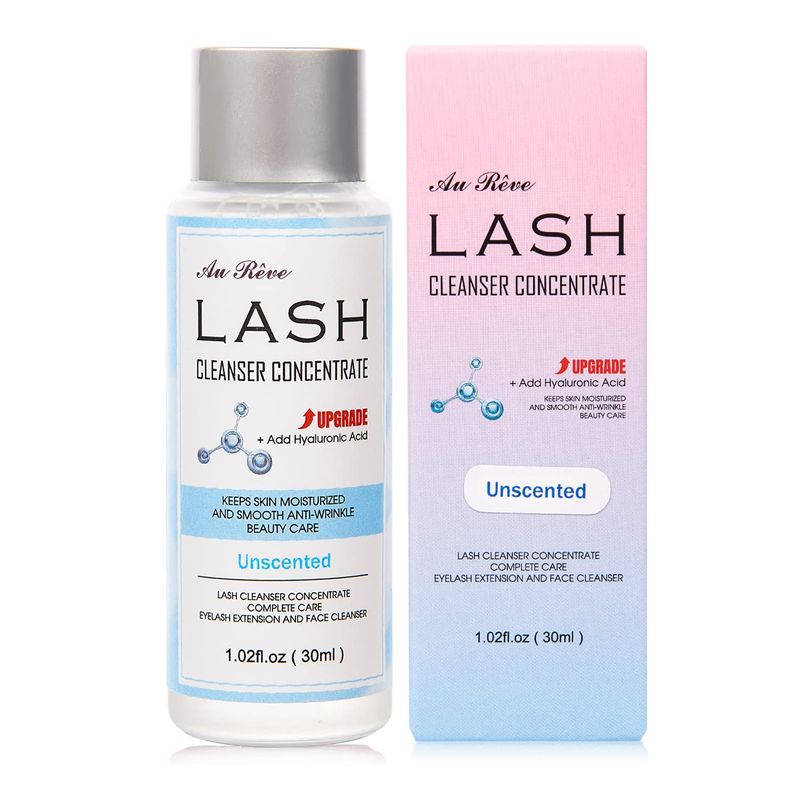 AuReve Lash Shampoo Concentrate 30ml Lash Cleanser Concentrate Add Hyaluronic Acid Oil-Free Lash Extension Shampoo Perfect for SalonUnscented