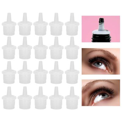 Sonew 20pcs Eyelash Extension Glue Nozzle, Eyelash Glue Bottle False Eyelash Grafting Adhesive Glue Bottle Plug Lash Bottle Tips for Beauty Salon Use
