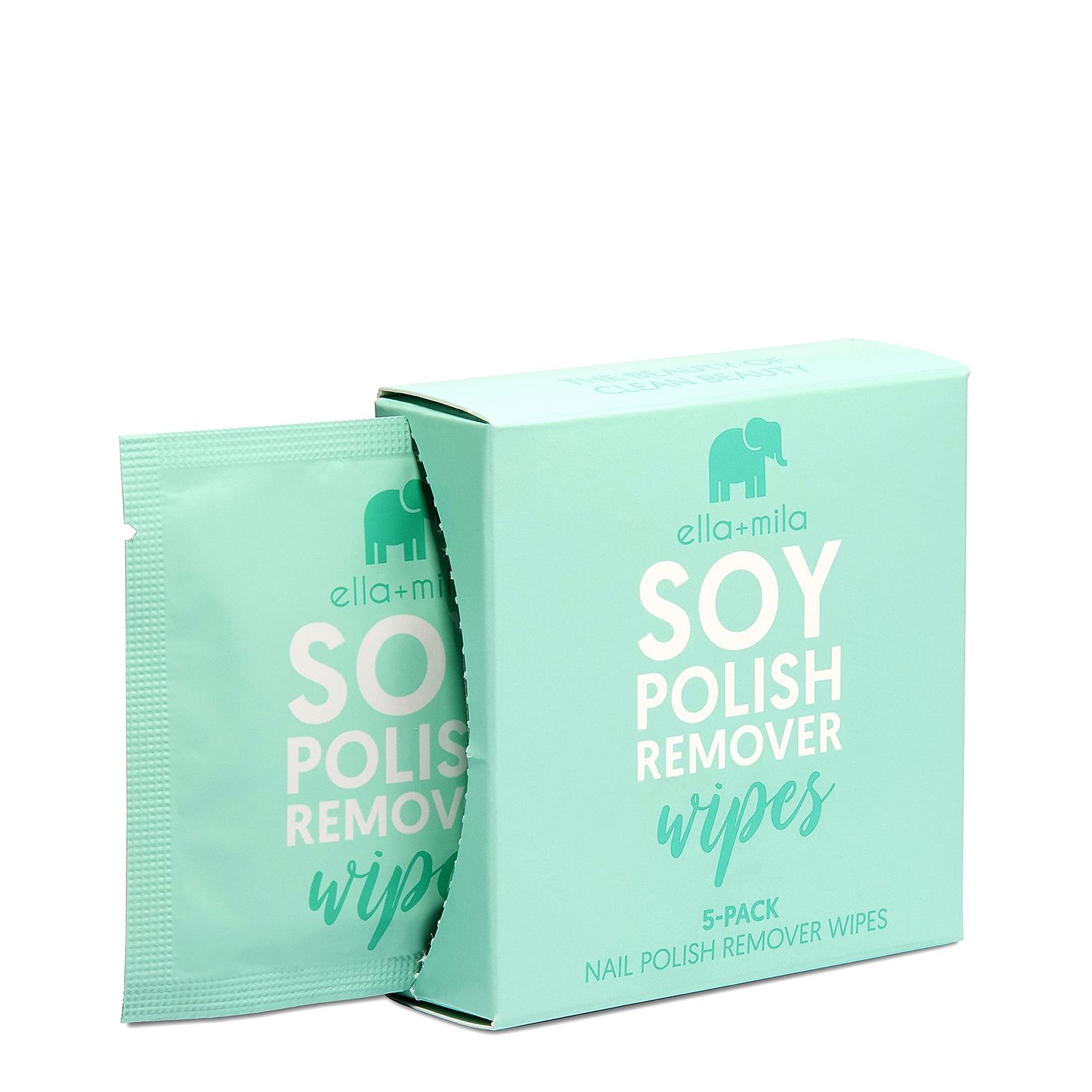 ellamila Soy Nail Polish Remover Wipes Non-Acetone Lint Free Nail Wipes - Non-Toxic Fingernail Polish Remover - Unscented &amp; Enriched with Vitamins A,C &amp; E (5 Pack)
