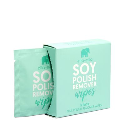 ellamila Soy Nail Polish Remover Wipes Non-Acetone Lint Free Nail Wipes - Non-Toxic Fingernail Polish Remover - Unscented &amp; Enriched with Vitamins A,C &amp; E (5 Pack)