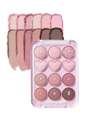 COLORGRAM Pin Point Eyeshadow Palette 02 PinkMauve | Ultra-Blendable Matte, Glitter, Shimmer Shades for Daily Makeup | K-Beauty Eye Palette with Easy-to-Use Calculator Design