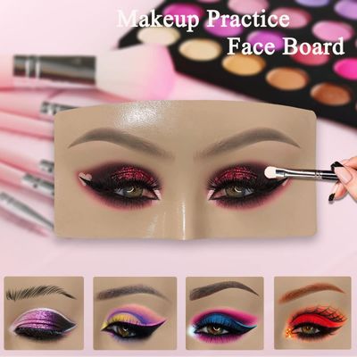 Makeup Practice Face Board, Resusable 3D Makeup Mannequin Face, Eyes Makeup Practice Face with Makeup Kit for Makeup Student and Beginner to Practice Eyeshadow Eyeliner Eyebrow Makeup &amp; Lash Extension