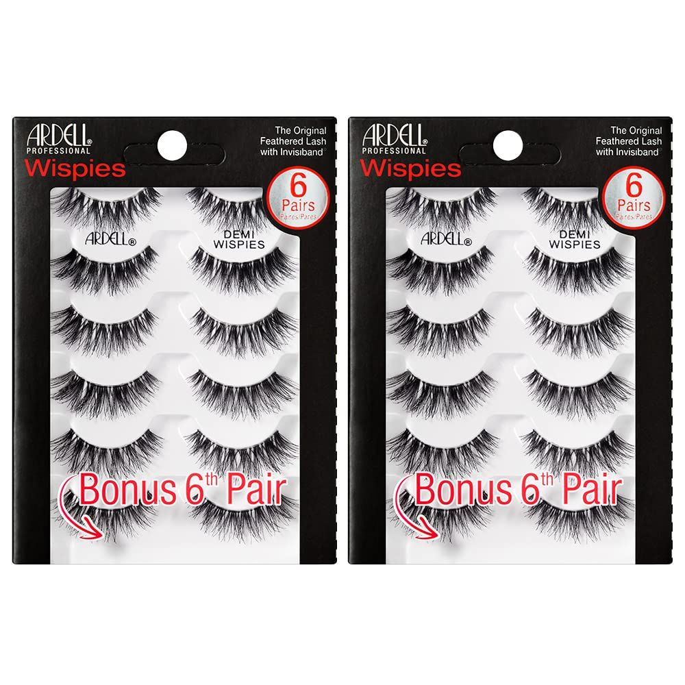 Ardell Demi Wispies False Lashes Multipack, Natural Look Eyelash Extensions, Lightweight and Easy to Apply, 6 pairs x 2-pack