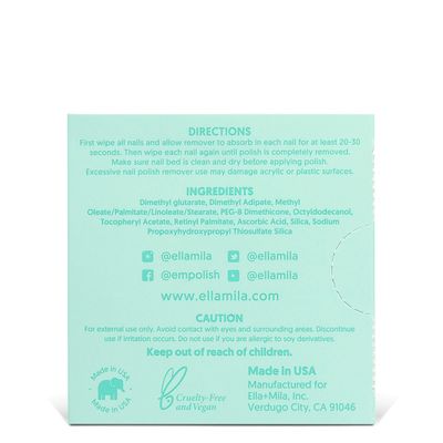 ellamila Soy Nail Polish Remover Wipes Non-Acetone Lint Free Nail Wipes - Non-Toxic Fingernail Polish Remover - Unscented & Enriched with Vitamins A,C & E (5 Pack)