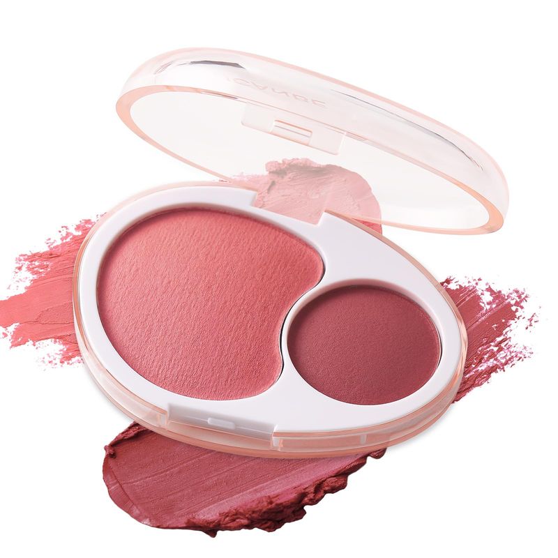 UCANBE Cream Dual Blush for Cheeks Lightweight Highly Pigmented Blush - Smooth Natural Blush Palette - Long-lasting All-Day Face Makeup Blush04#Ruby